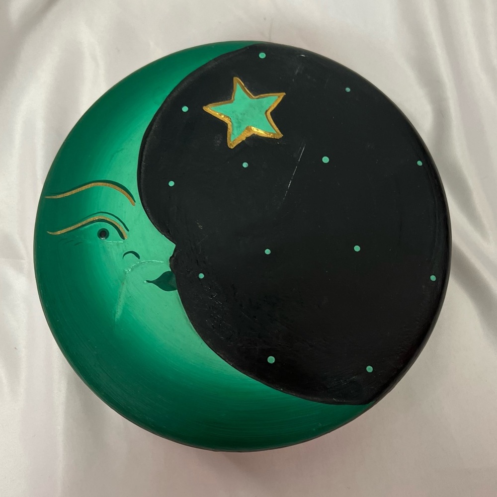 Moon and Star Painted Wooden Box